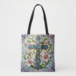 Tote Bag Croix florale en verre tendu