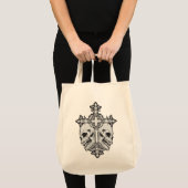 Tote Bag Croix gothique et crânes (Devant (produit))