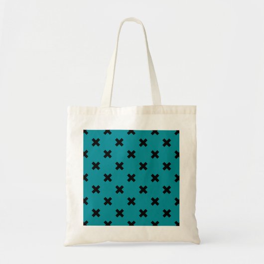 Tote Bag Croix noire sur turquoise (Devant)