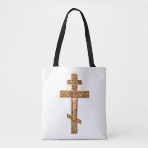 Tote Bag Croix orthodoxe élégante en or