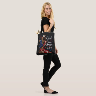 Tote Bag Croix patriotique Dieu bénisse l'Amérique