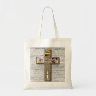 Tote Bag Croix Rustique Bois Première communion sainte