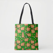 Tote Bag Croquis Capybara avec fleurs de printemps sur vert (Devant)