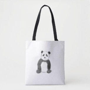 Tote Bag Croquis de panda en noir et blanc