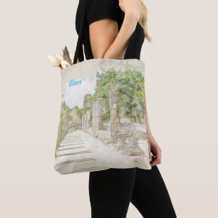 Tote Bag Croquis de ruines en Olympia antique, Elis, Grèce