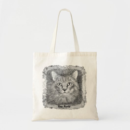 Tote Bag Croquis de visage de chat (Devant)