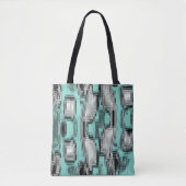 Tote Bag Crossed pixelated lines forming abstract squares (Devant)