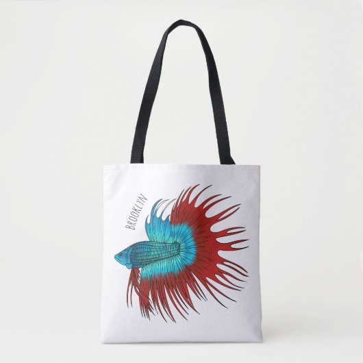 Tote Bag Crowntail betta fish dessin animé (Devant)