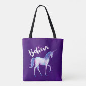 Tote Bag Croyez avec Unicorn dans les aquarelles pastel (Dos)