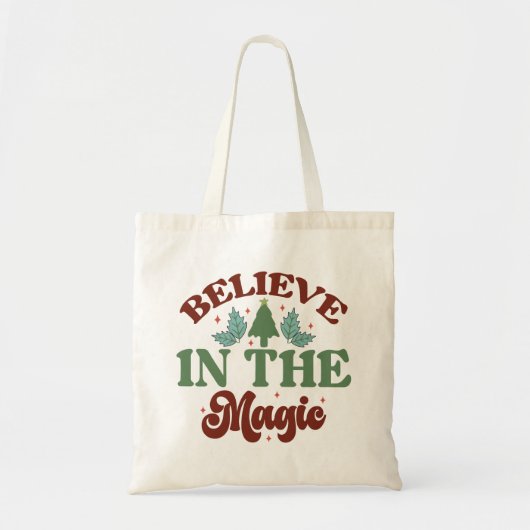 Tote Bag Croyez en la magie des fêtes de Noël rétro (Devant)