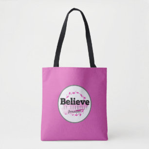 Tote Bag Croyez En Vous-Même Aquarelle Rose Motivationnel