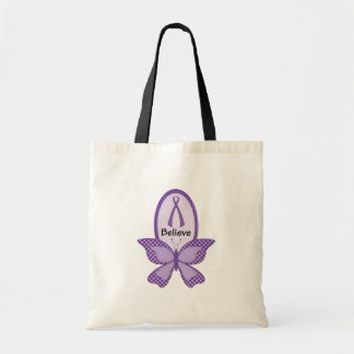 Tote Bag Croyez le ruban pourpre de conscience