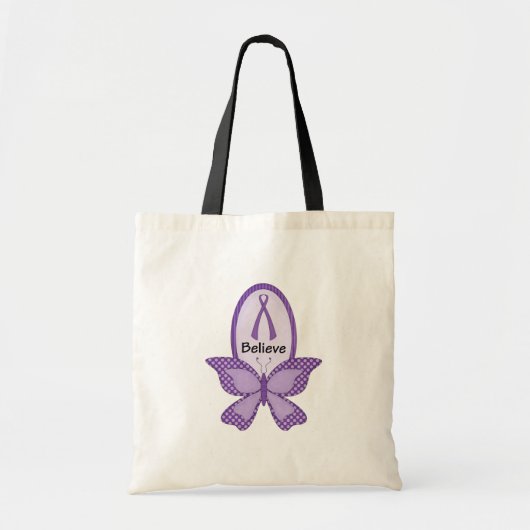 Tote Bag Croyez le ruban pourpre de conscience (Devant)