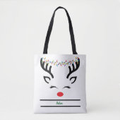 Tote Bag Croyez moderne drôle rennes de Noël blanc (Devant)