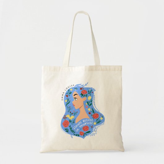 Tote Bag Croyez toujours en vous floral fille cheveux (Devant)