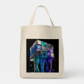 Tote Bag Cube de puzzle chrome futuriste (Dos)