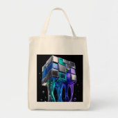 Tote Bag Cube de puzzle chrome futuriste (Devant)