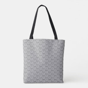 Tote Bag Cube Géométrie Simple Ligne Motif Noir