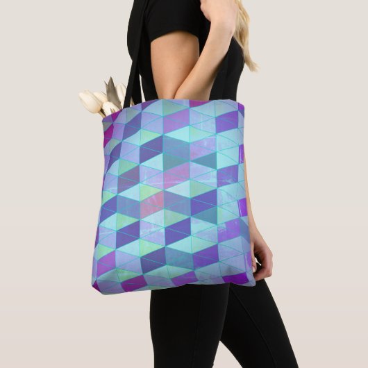 Tote Bag Cubes en triangles Motif géométrique (De près)
