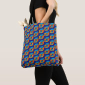 Tote Bag Cubes géométriques bleu violet rouge/orange jaune (De près)