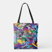 Tote Bag Cubes Isométriques 3D, Géométriques Sans Couleur. (Dos)