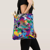 Tote Bag Cubes Isométriques 3D, Géométriques Sans Couleur. (De près)