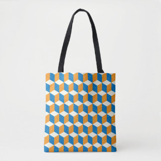 Tote Bag Cubes isométriques rétro, illusion géométrique
