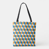 Tote Bag Cubes isométriques rétro, illusion géométrique (Dos)