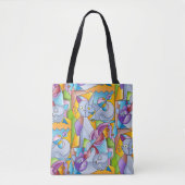 Tote Bag Cubist Cats - The Mininos (Devant)