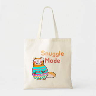 Tote Bag Cuddly Ginger Cat Snuggle Mode