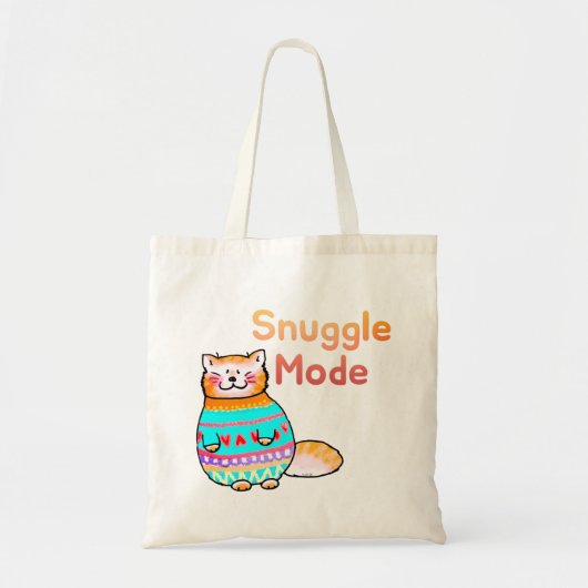 Tote Bag Cuddly Ginger Cat Snuggle Mode (Devant)