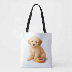 Tote Bag Cue bouillie - Chiot de caniche avec jouet à annea