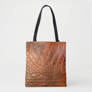 Tote Bag Cuir Brown avec un motif sous forme d'écailles