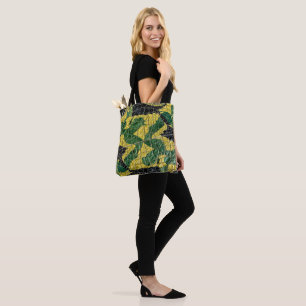 Tote Bag Cuir de dragon crocodile alligator vert jaune