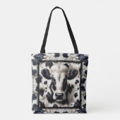 Tote Bag Cuir de vache noir et blanc aspect fourrure (Dos)