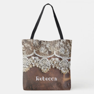 Tote Bag Cuir et dentelle rustique de l'Ouest