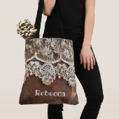 Tote Bag Cuir et dentelle rustique de l'Ouest (De près)