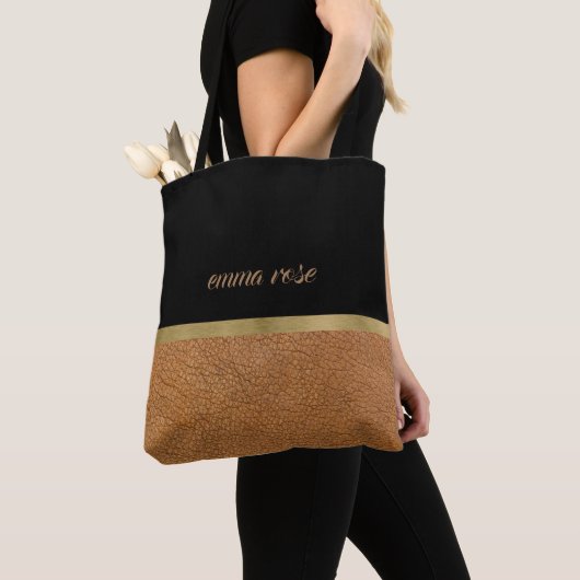 Tote Bag Cuir et noir (De près)