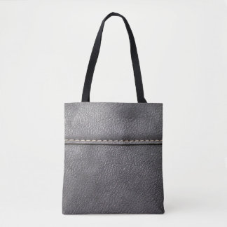 Tote Bag Cuir noir cousu avec couture blanche