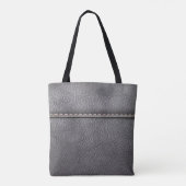 Tote Bag Cuir noir cousu avec couture blanche (Dos)
