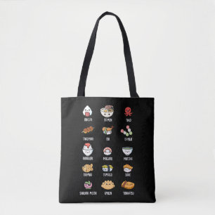 Tote Bag Cuisine asiatique Cuisine Kawaii Rice Sushi Poisso