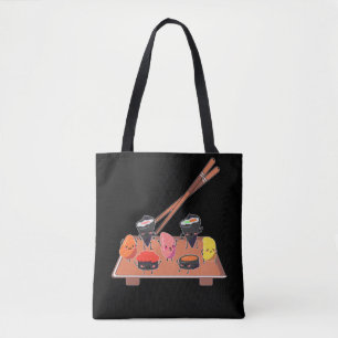 Tote Bag Cuisine japonaise Joyeux Sushi Dancing