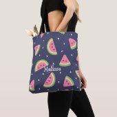 Tote Bag Cuisine moderne Vert pastèque rose Motif de fruits (De près)
