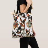Tote Bag Cuisine Vintage Rat Terrier sans couture (De près)