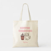 Tote Bag Cuite Blanc Chat & Drôle Café Café Caféine Pastel (Dos)