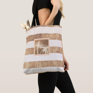 Tote Bag Cuivre & Crème Palmiers Tropicaux Moderne Chic