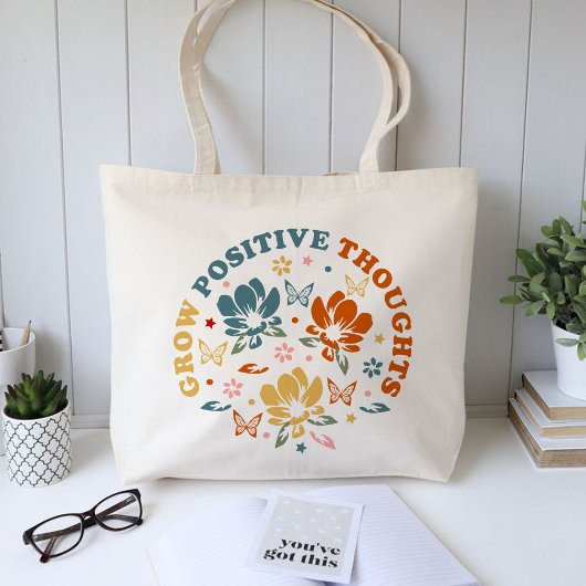 Tote Bag Cultiver des pensées positives, cadeau d'appréciat