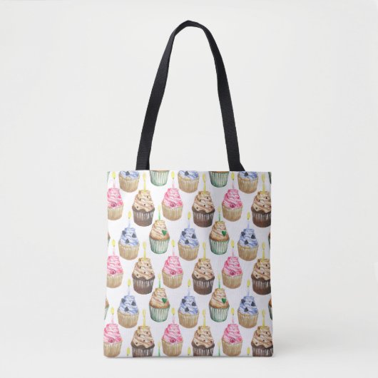 Tote Bag Cupcakes aquarelle (Devant)