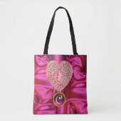 TOTE BAG CUPID LACE COEUR SOIE ROSE FUCHSIA TISSU MONOGRAMM (Devant)