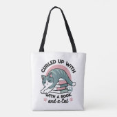 Tote Bag Curieux avec un livre et un chat - Lecture confort (Dos)